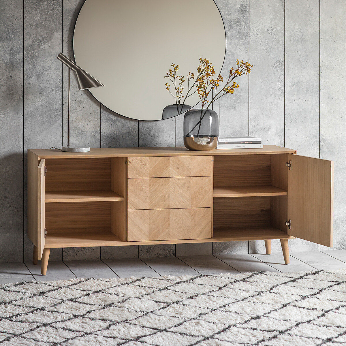Dhule Herringbone Oak Large Sideboard light wood, ÉDITÉ
