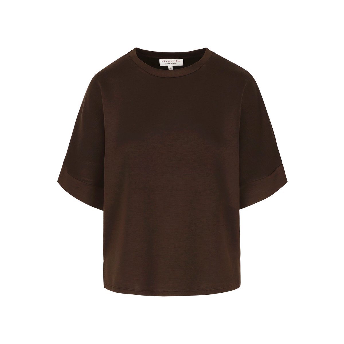 T-shirt col rond modal brun fonce chocolate, LOLALIZA