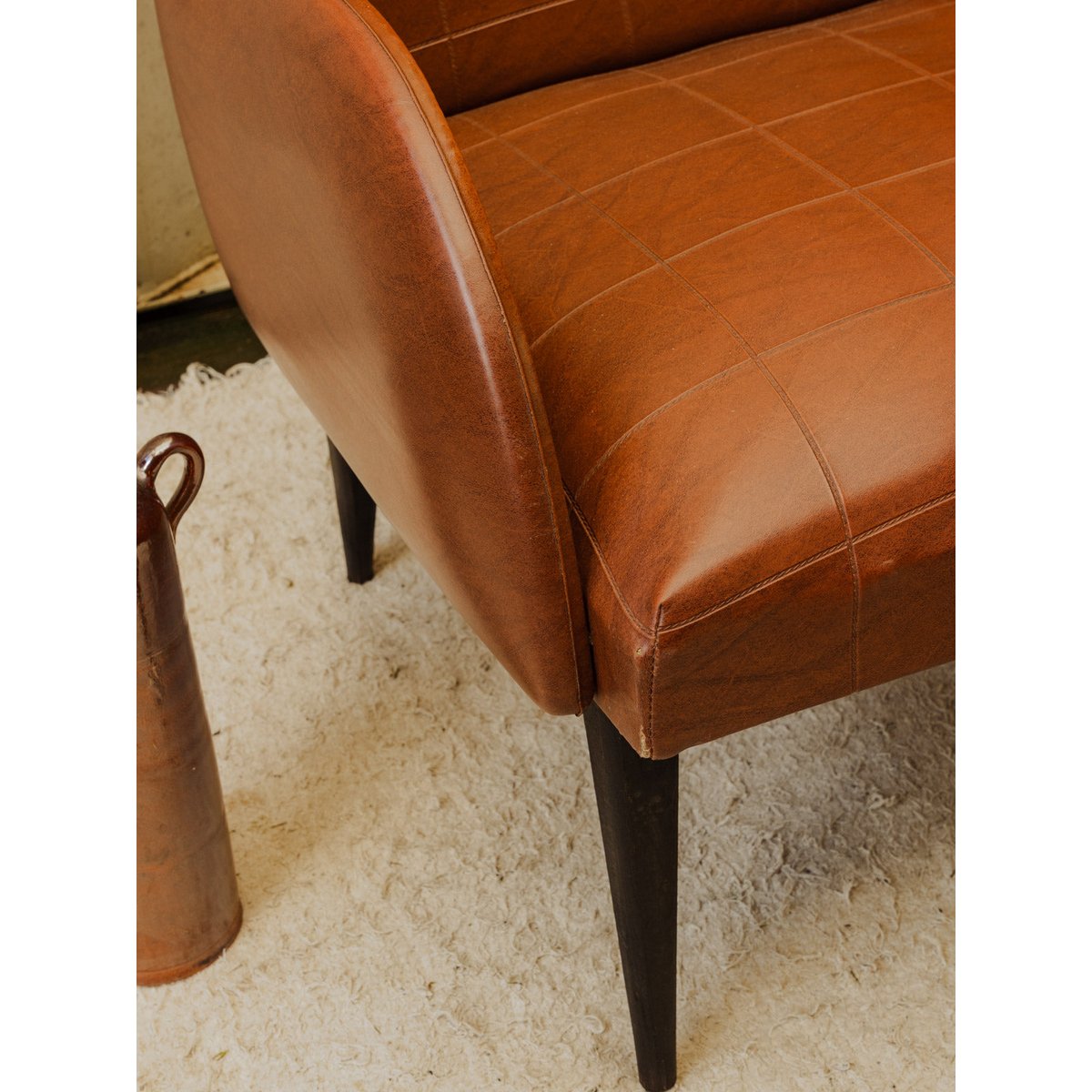 Banquette en cuir marron Clara N°158 - Bon état marron, DEBONGOUT