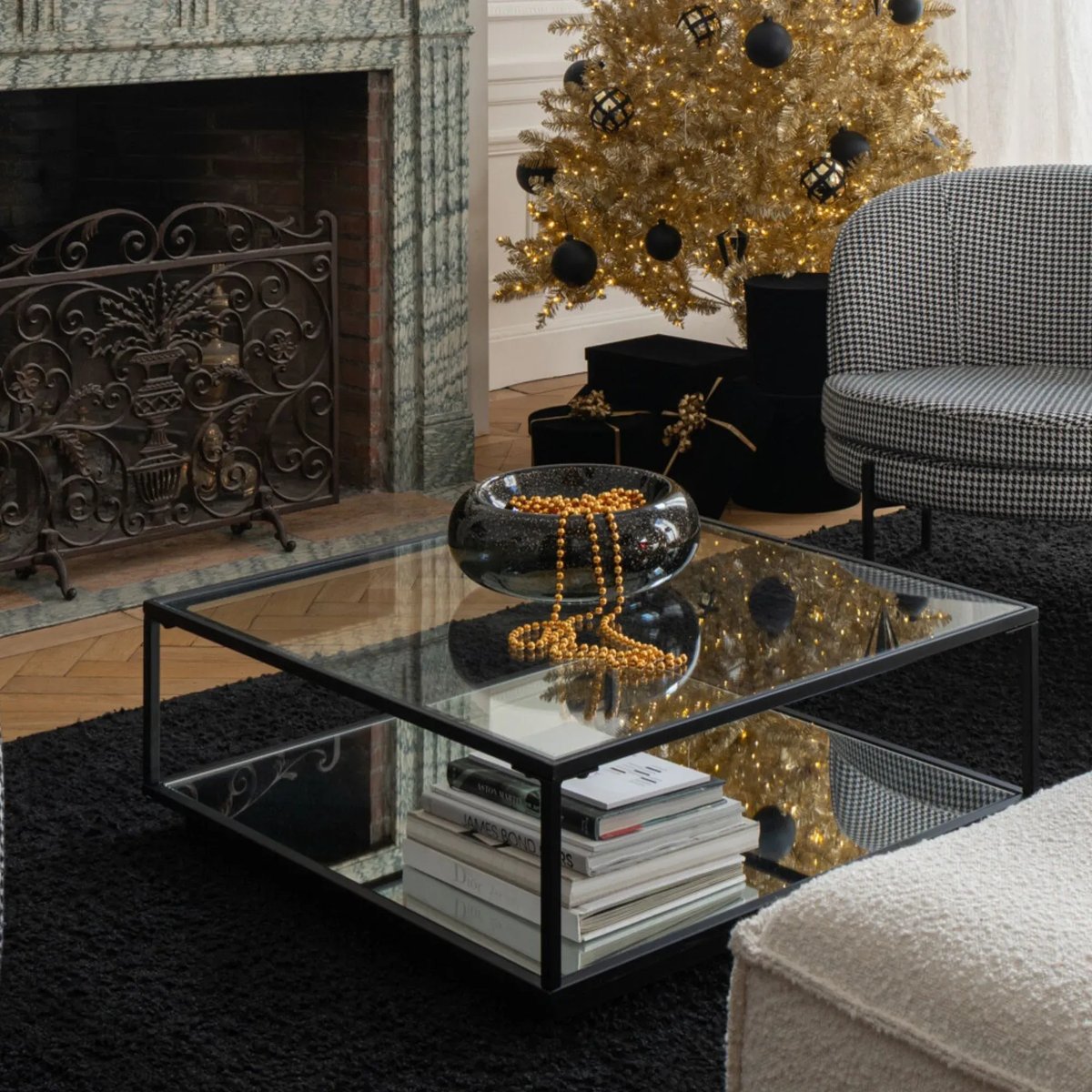 Table basse carrée en verre et métal noir L80 - ORION transparent, HELLIN, DEPUIS 1862