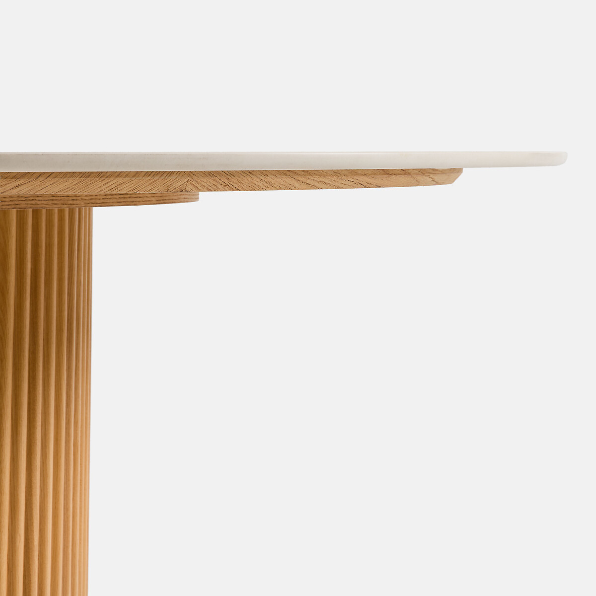 Table à manger, ronde, en plaqué chêne et travertin, TAMULA chêne/travertin, LA REDOUTE INTERIEURS