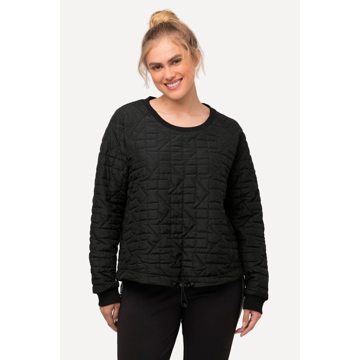 Sweat-shirt à col rond et manches longues noir, ULLA POPKEN