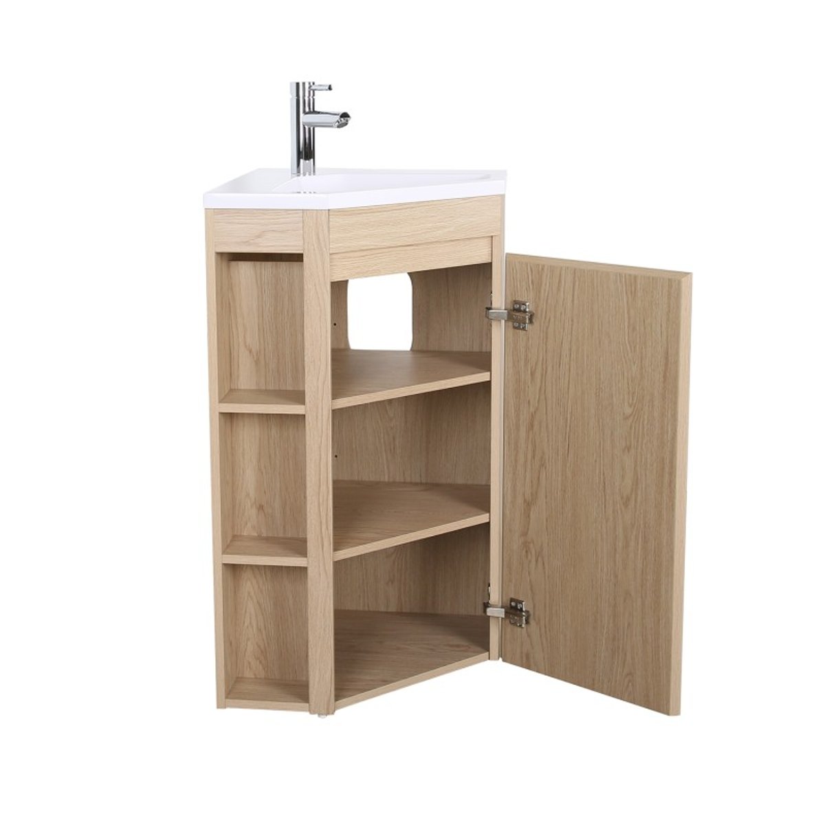 Meuble simple vasque d'angle 45cm SORRENTO décor chêne, MOB IN