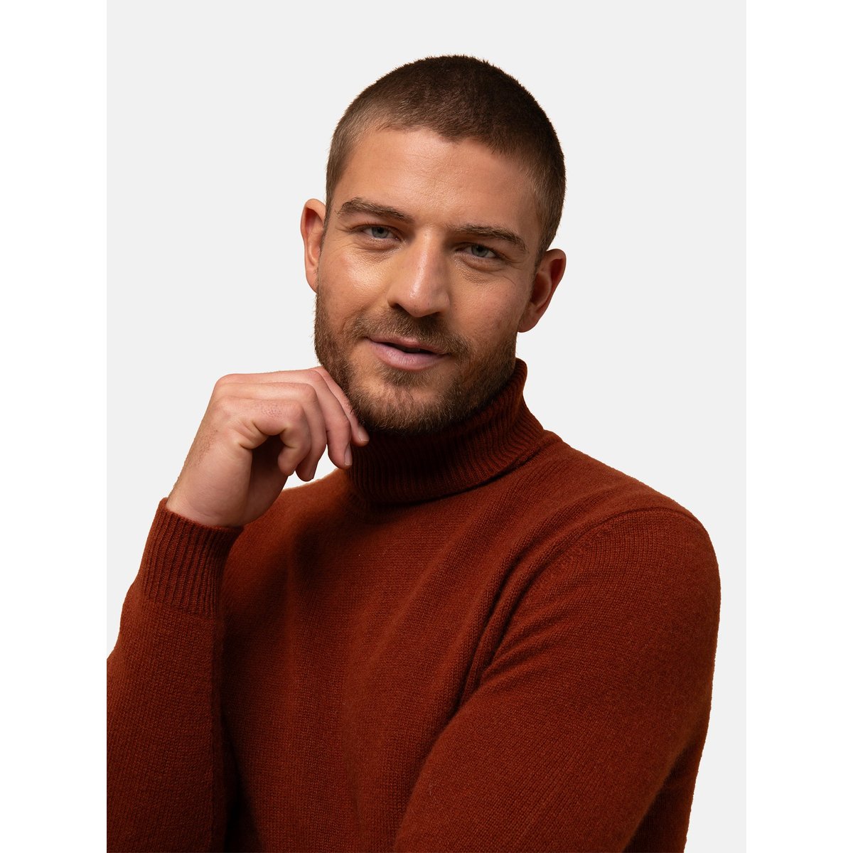 Pull Col Roulé 4 Fils Écureuil Sacha marron, JUST CASHMERE