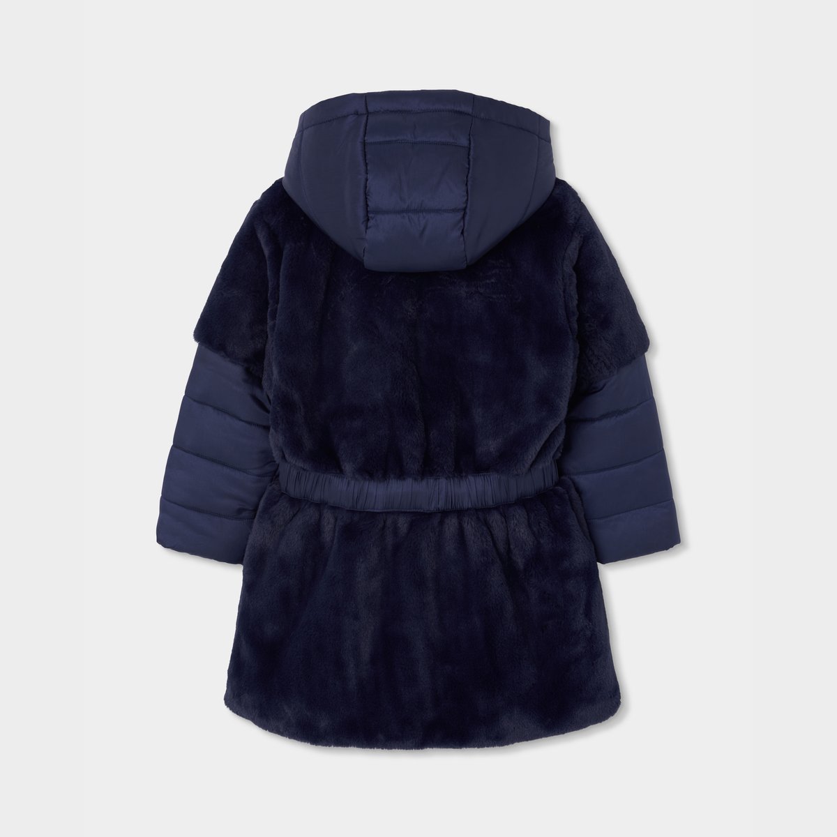 Parka fille en tissu technique avec ceinture bleu, BOBOLI