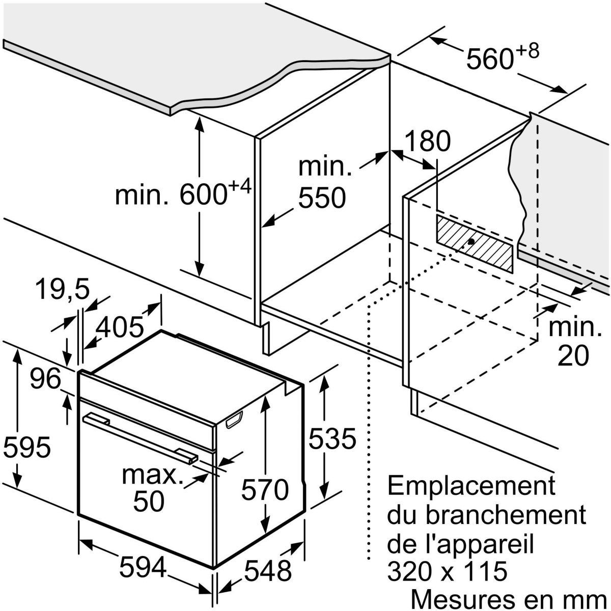 Four encastrable HB554AER3F iQ300 - Catalyse EcoClean, Chaleur Tournante 3D, Rails Télescopiques inox, SIEMENS