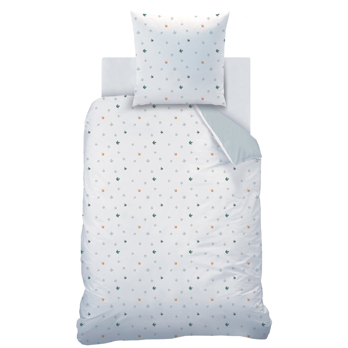 Parure de lit imprimée 100% coton, DINO JUNGLE gris, MATT ET ROSE