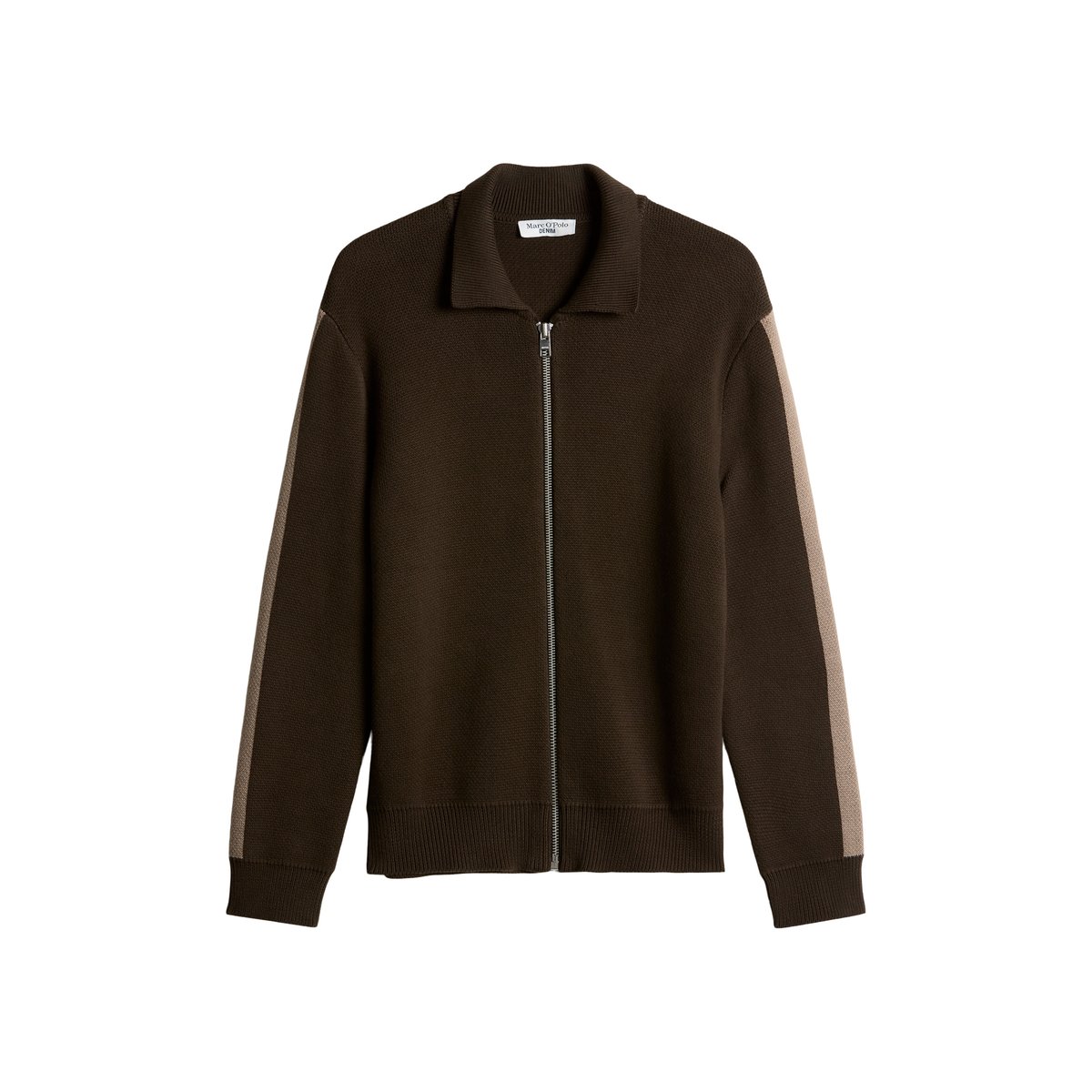 Cardigan décontracté en maille épaisse de coton bio marron, MARC O’POLO DENIM