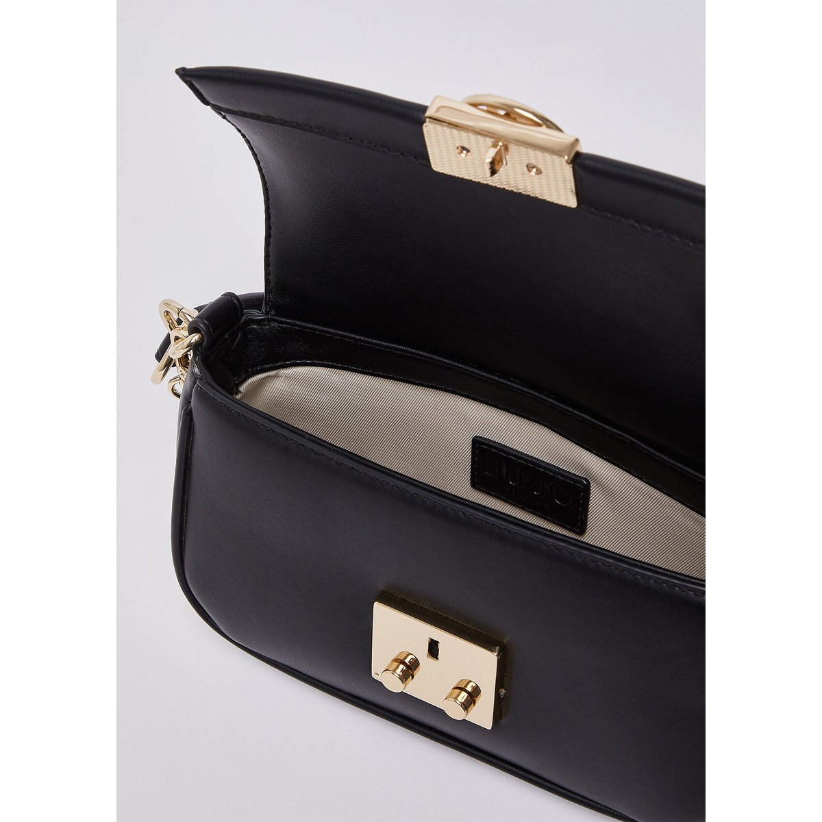 Sac porté épaule format petit avec charm noir, LIU JO