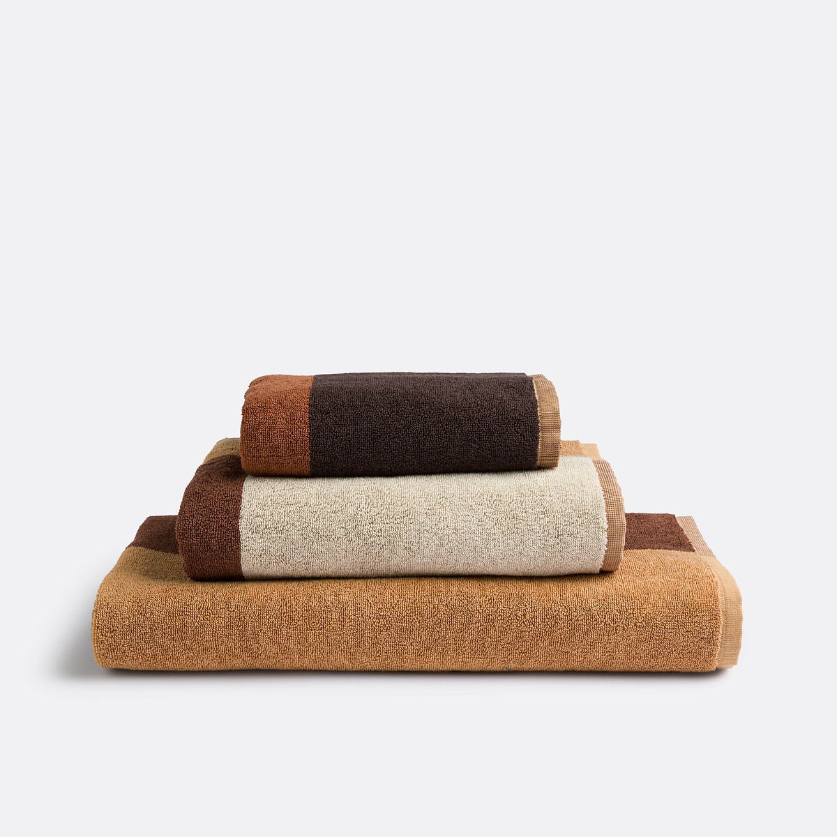 Handdoek in badstof, Palavas kastanje/caramel, LA REDOUTE INTERIEURS