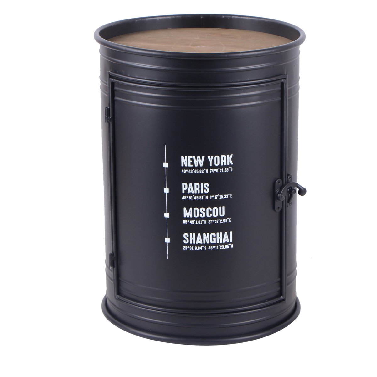 Table d'appoint / bout de banapé bidon métal et bois - 33x46.5cm noir, WADIGA