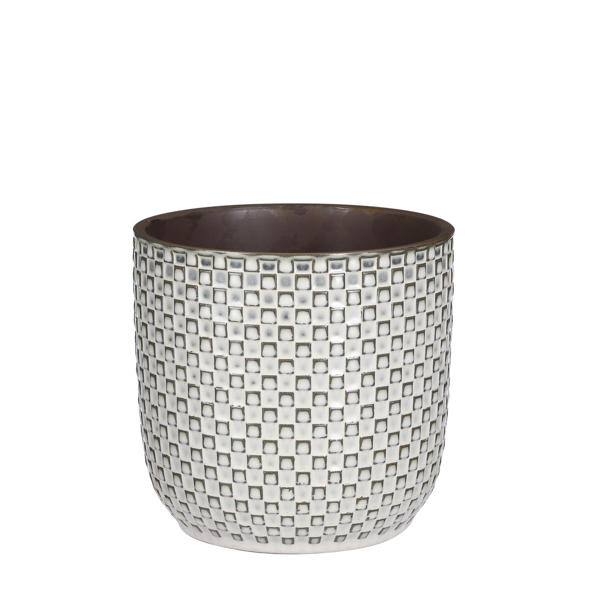 Cache-pot texturé Ø19 cm DAAN blanc, MICA DECORATIONS