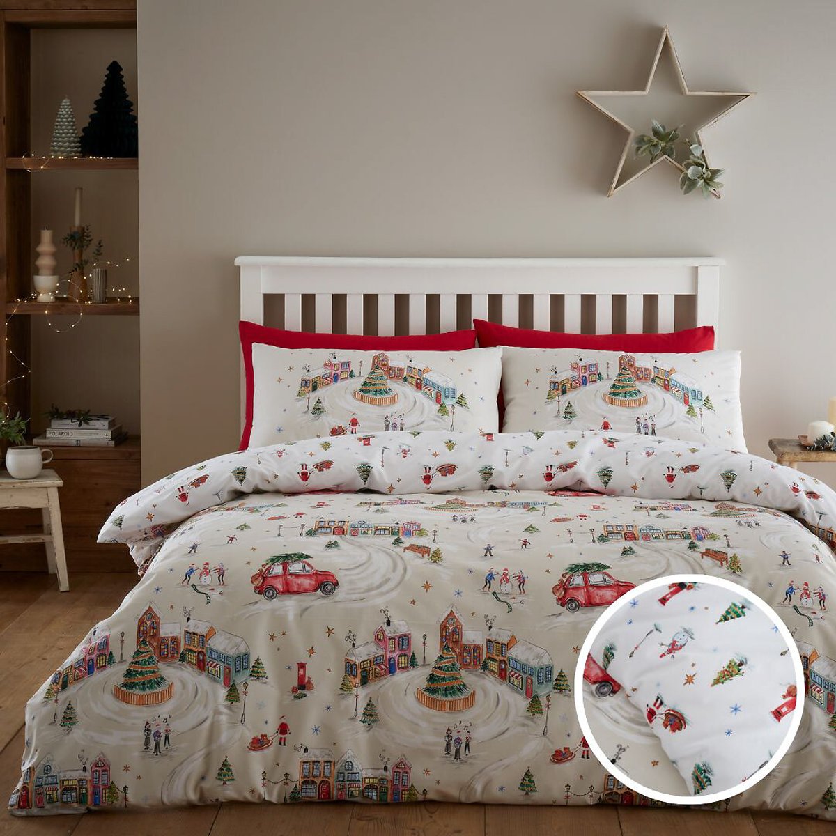 Christmas Town Duvet Cover and Pillowcase Set natural, CATHERINE LANSFIELD