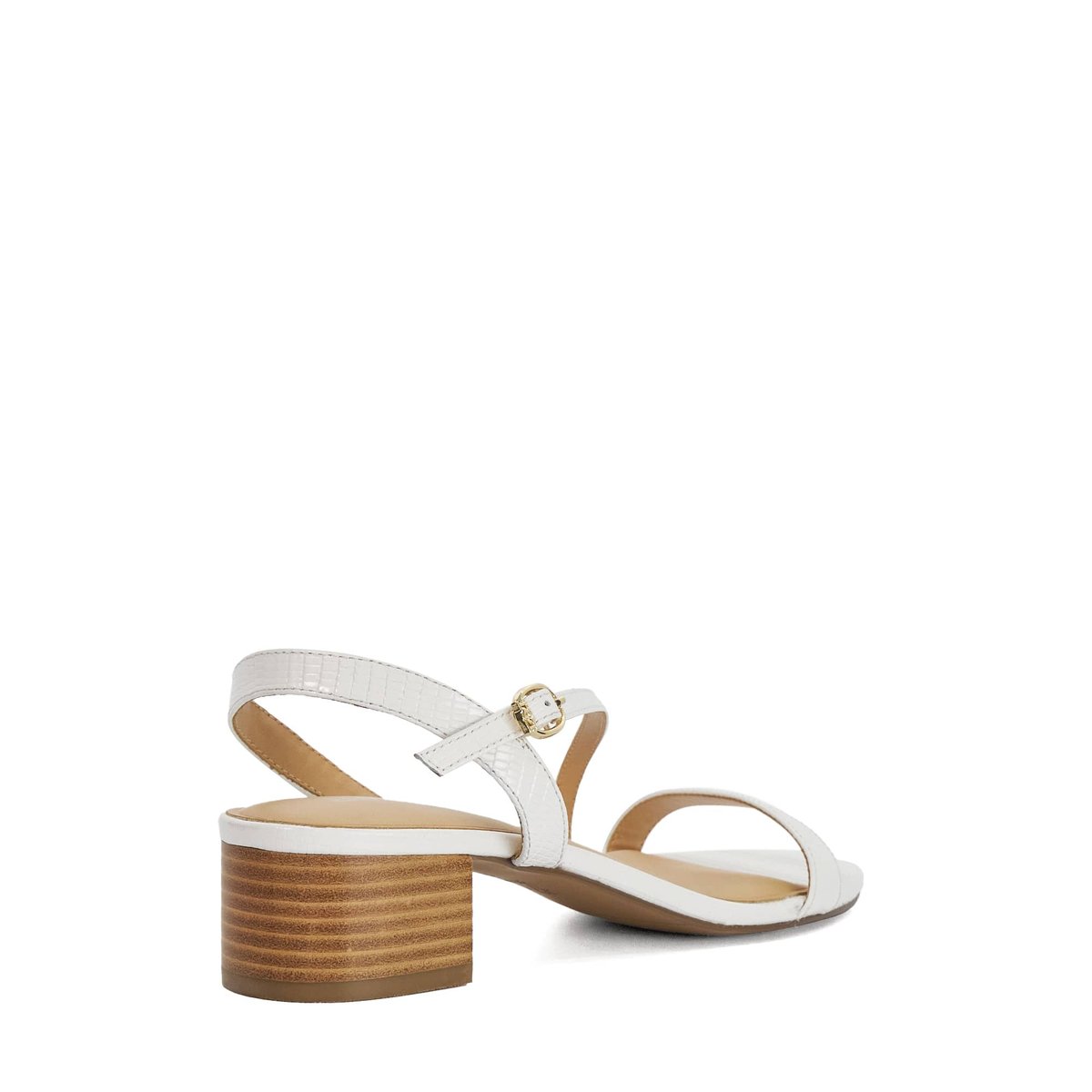 Sandales à talons carrés en cuir - JOLENE white-rept print leather, DUNE LONDON
