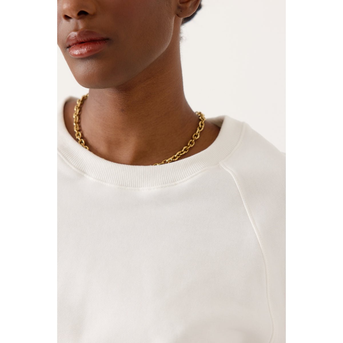 Sweat ALIONE manches longues col rond manches raglan coupe droite white, ARTLOVE