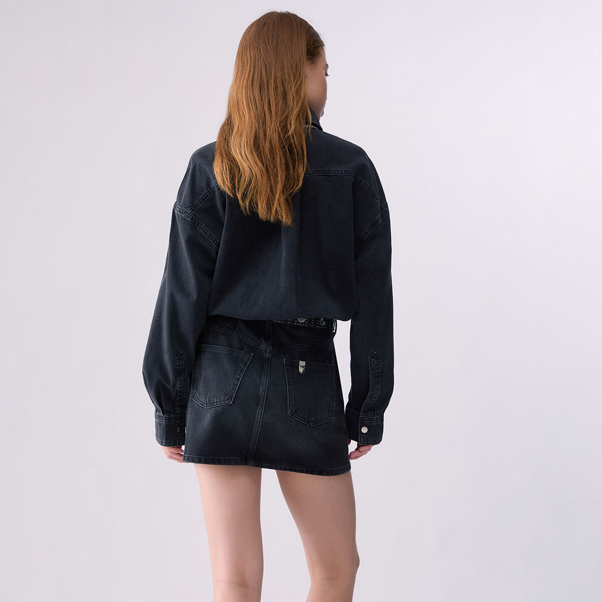 Robe courte en denim avec ceinture denim noir, LIU JO