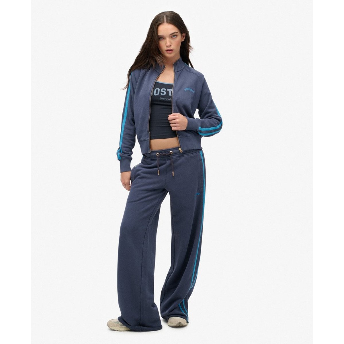 Sweat zippé Logo Essential bleu marine lauren, SUPERDRY
