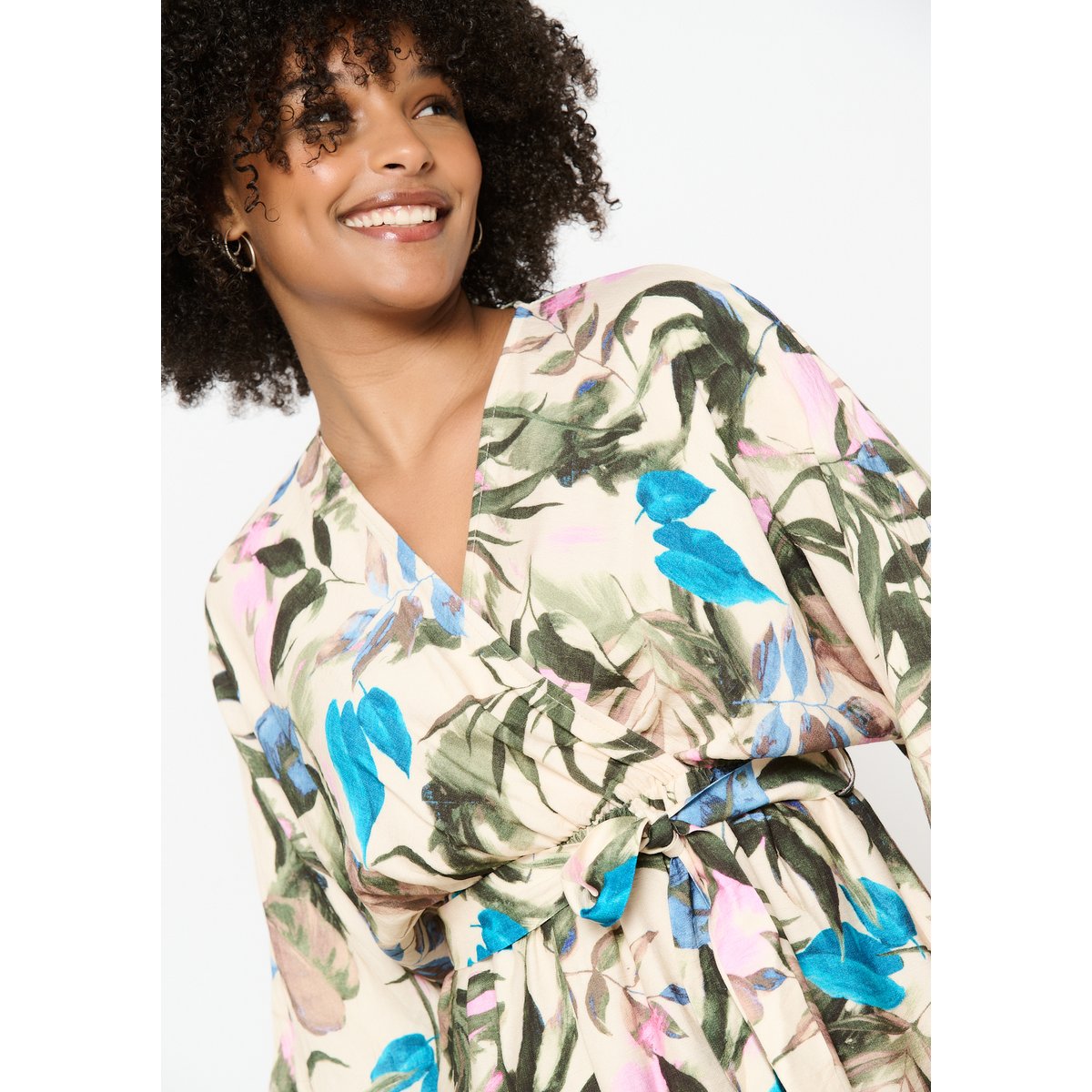 Robe cache-coeur à imprimé fleuri blanc vanille, LOLALIZA
