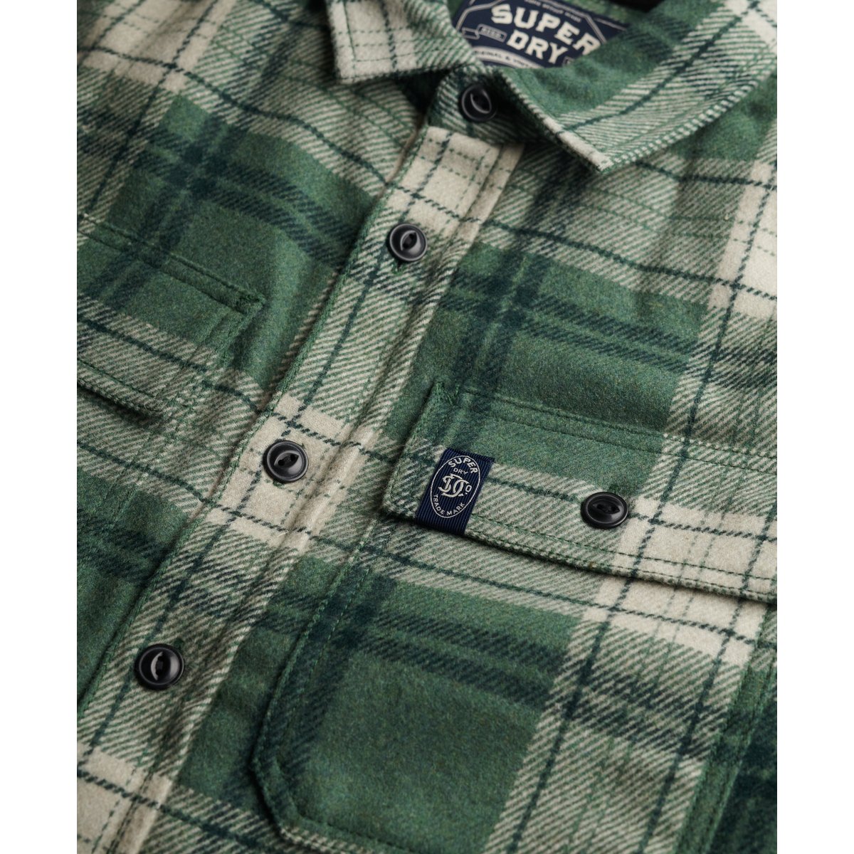 Overshirt Miller Borg coupe oversize vert à carreaux, SUPERDRY