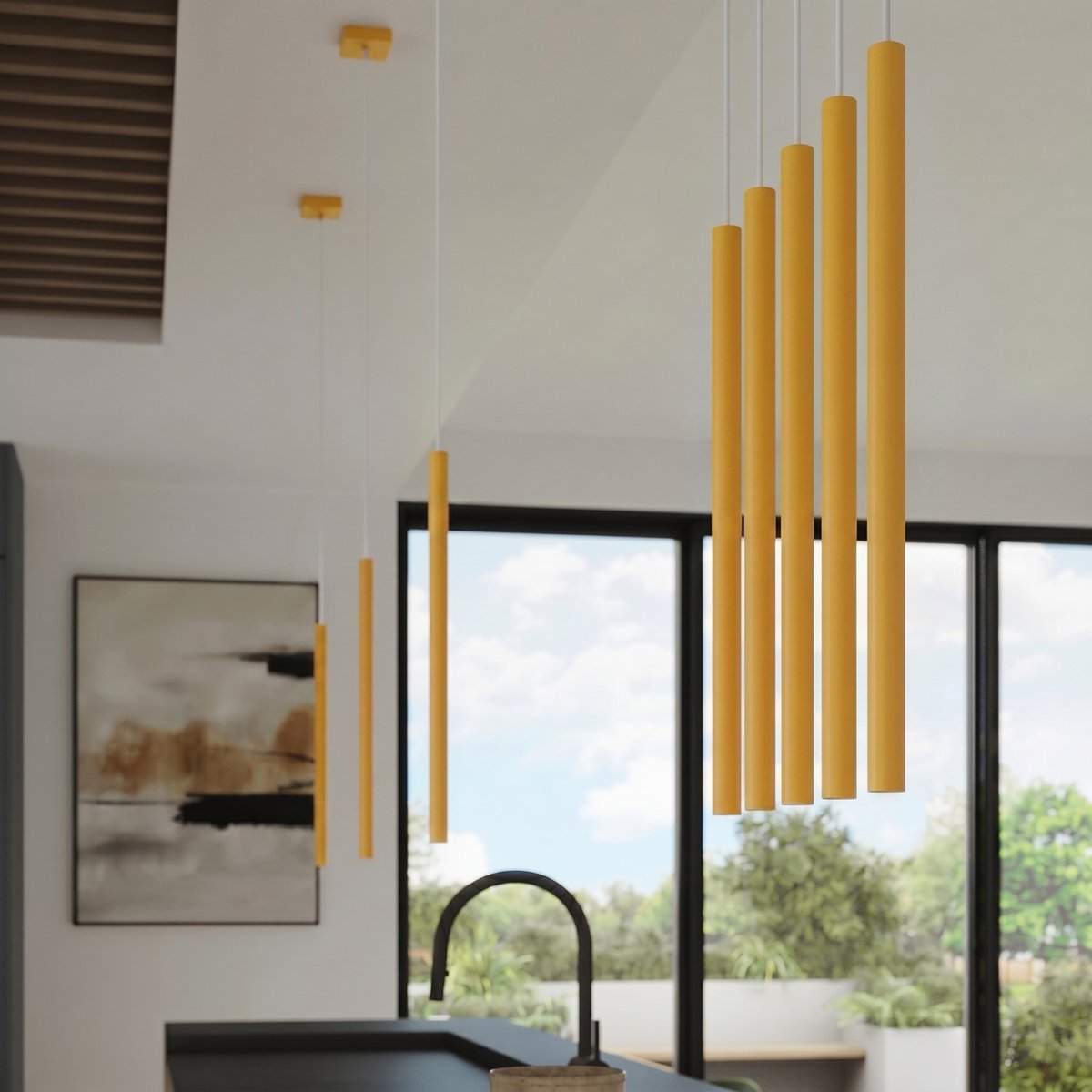 Suspension Acier Jaune G9 1 PASTELO jaune, EDEN