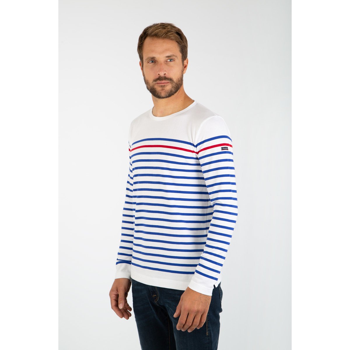 Marinière Rempart - coton épais blanc/etoile/braise, ARMOR-LUX