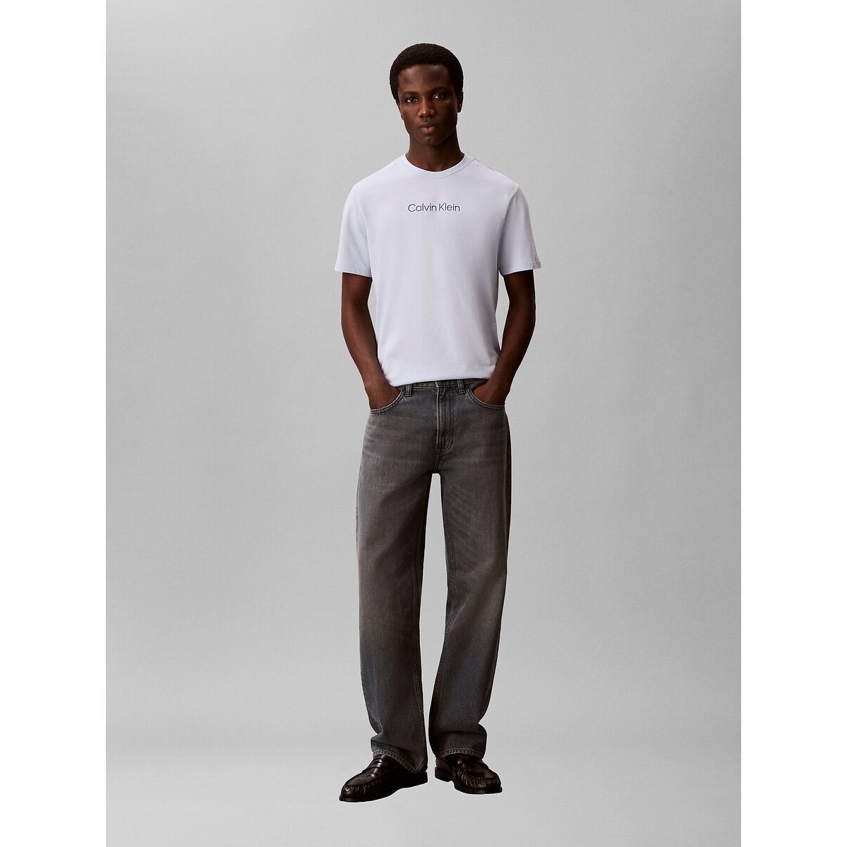 T-shirt manches courtes logo bleu clair, CALVIN KLEIN