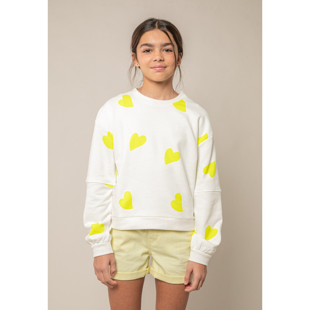 Sweat fille en coton doux MITSIE jaune fluo, DEELUXE