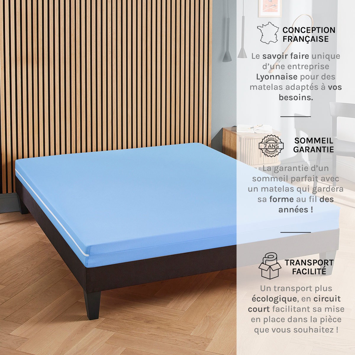 Matelas Mousse 15 cm COLLECTIVITÉS bleu, BELLECOUR