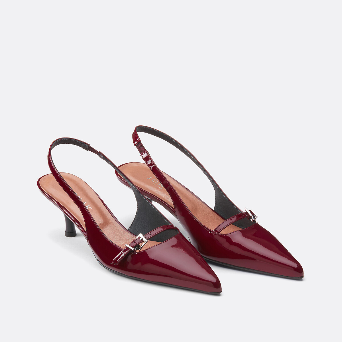 Escarpins slingback en cuir vernis Damoiselle bordeaux, JONAK