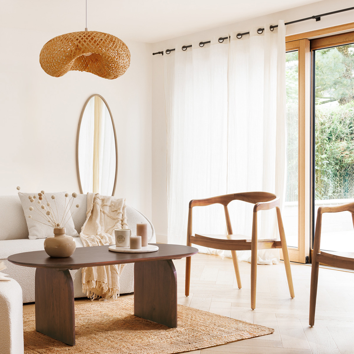 Lot de 2 fauteuils en teck naturel MIYAKO marron, ATMOSPHERA