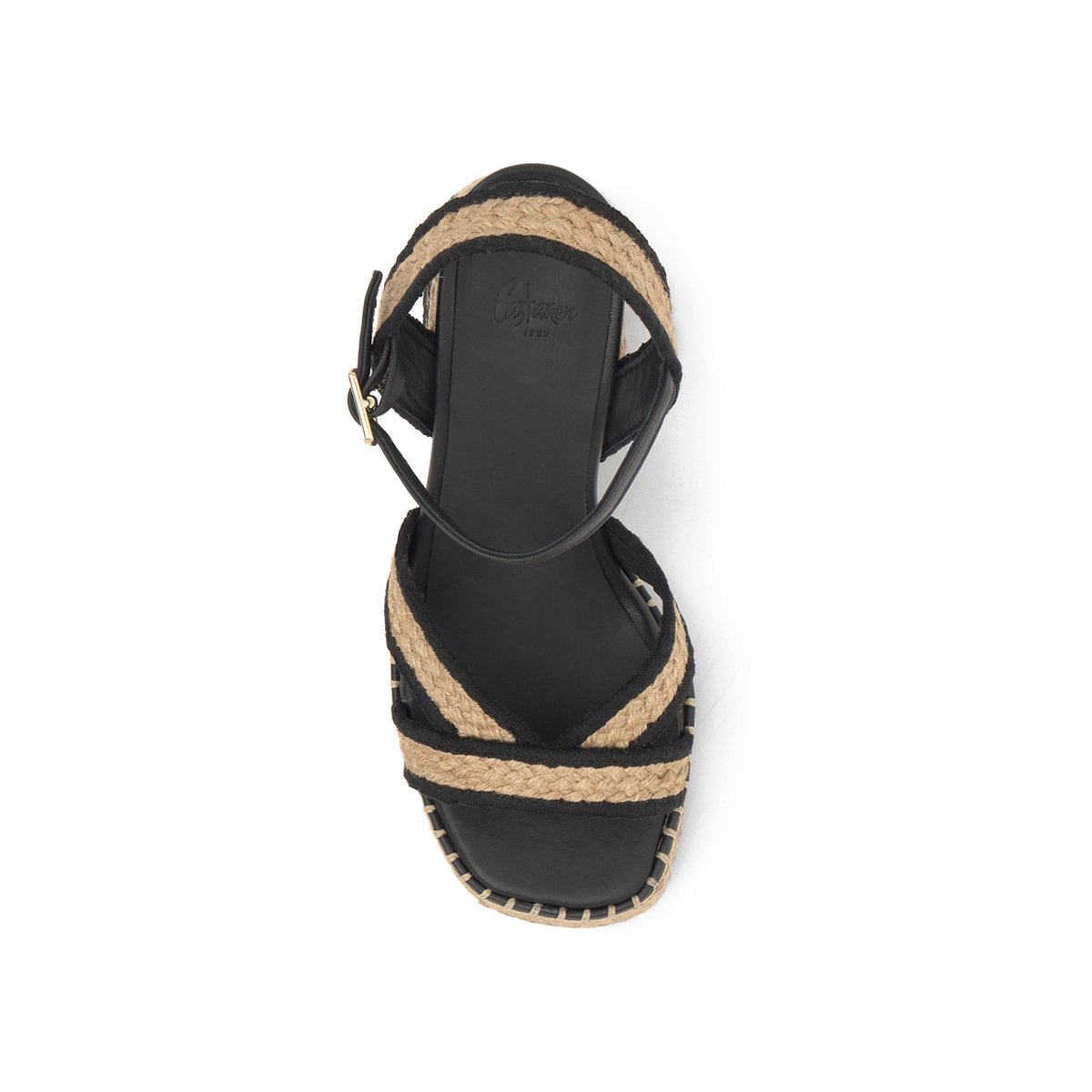 Sandales compensées en jute tressé à boucle VANISH PLATFORM noir, CASTANER