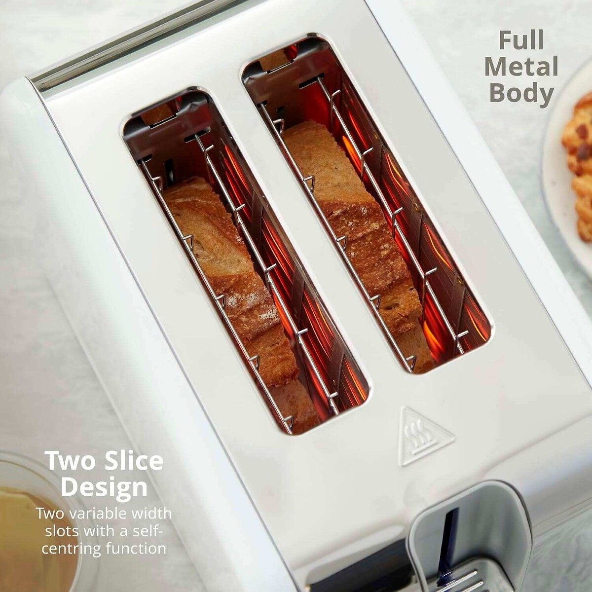Solace 2-Slice Stainless Steel Toaster white, SWAN