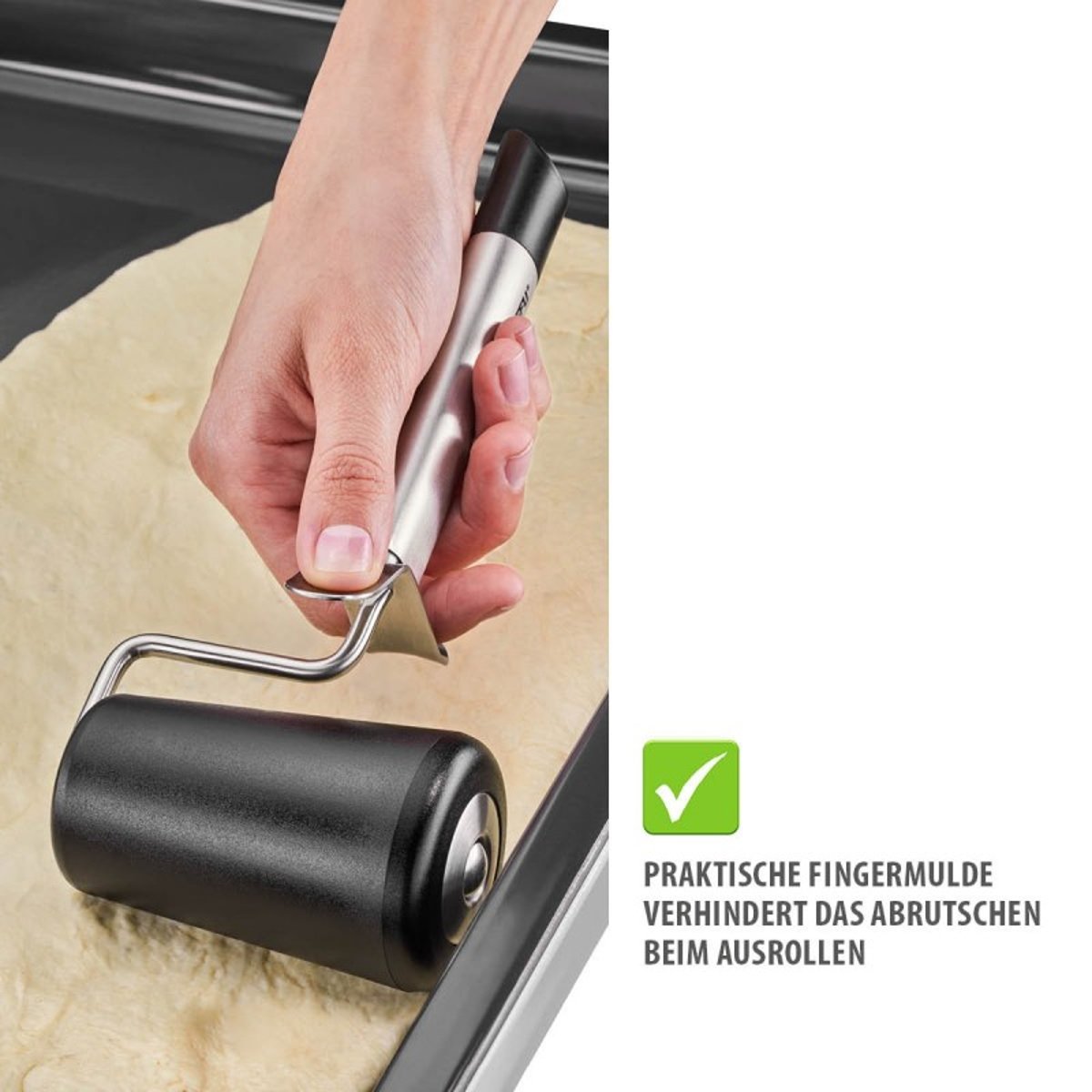 Rouleau à pâtisserie PRIMELINE noir/argent, GEFU
