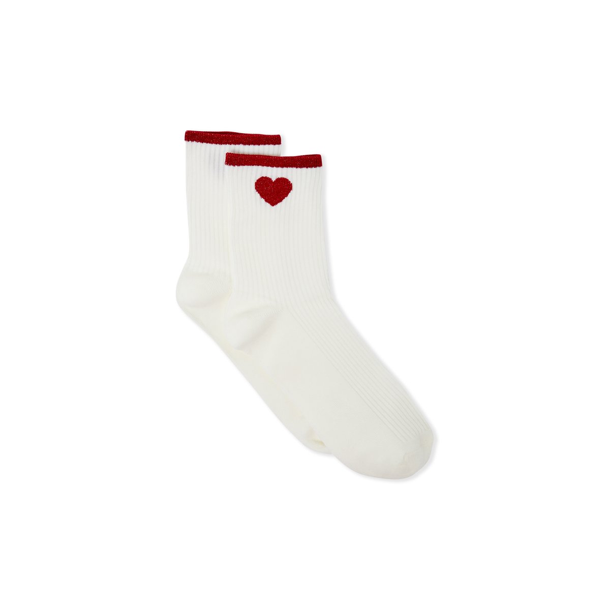Chaussettes avec coton à motif coeur NADIA blanc, ETAM