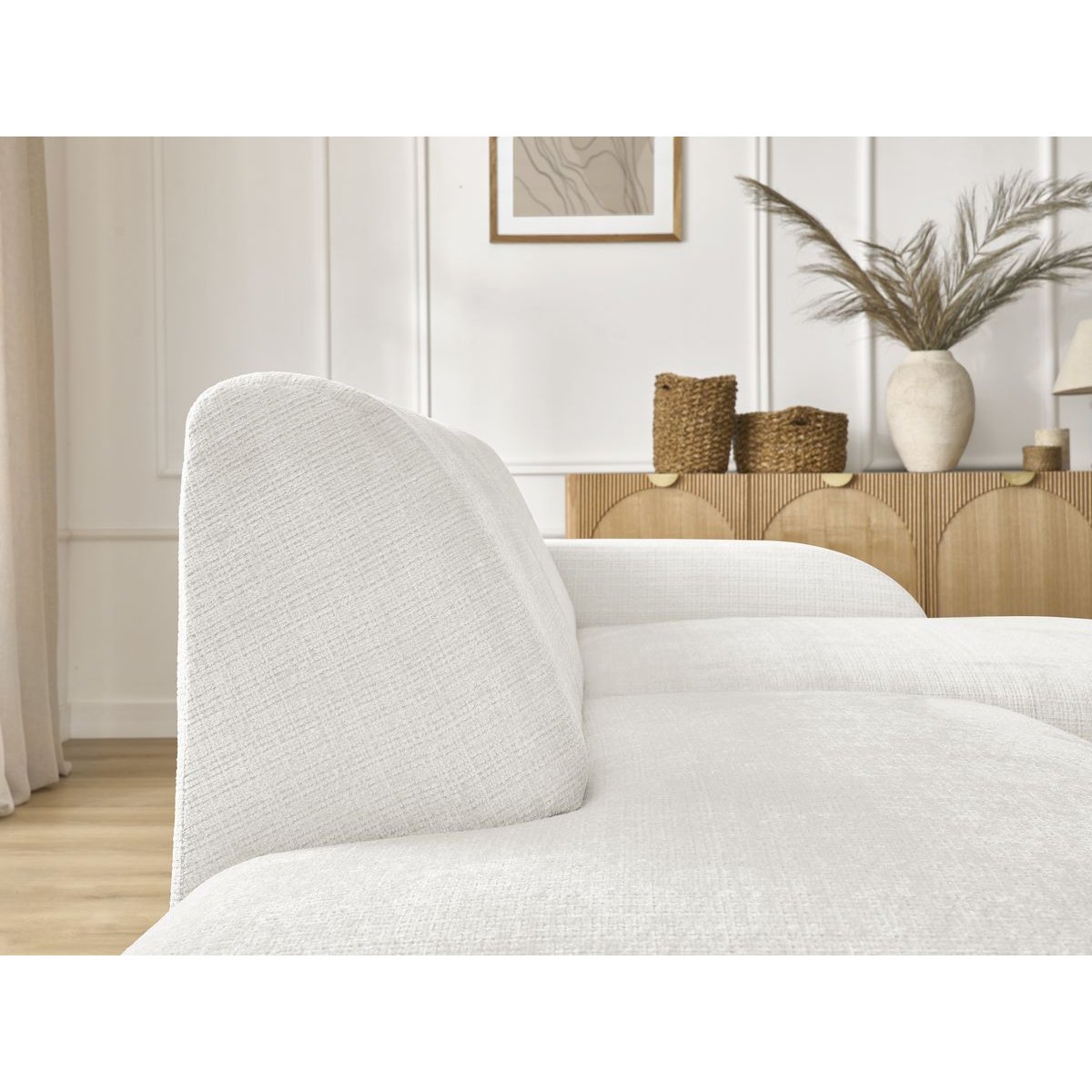 Canapé modulable 4 places en tissu texturé, SIRIUS blanc, BOBOCHIC