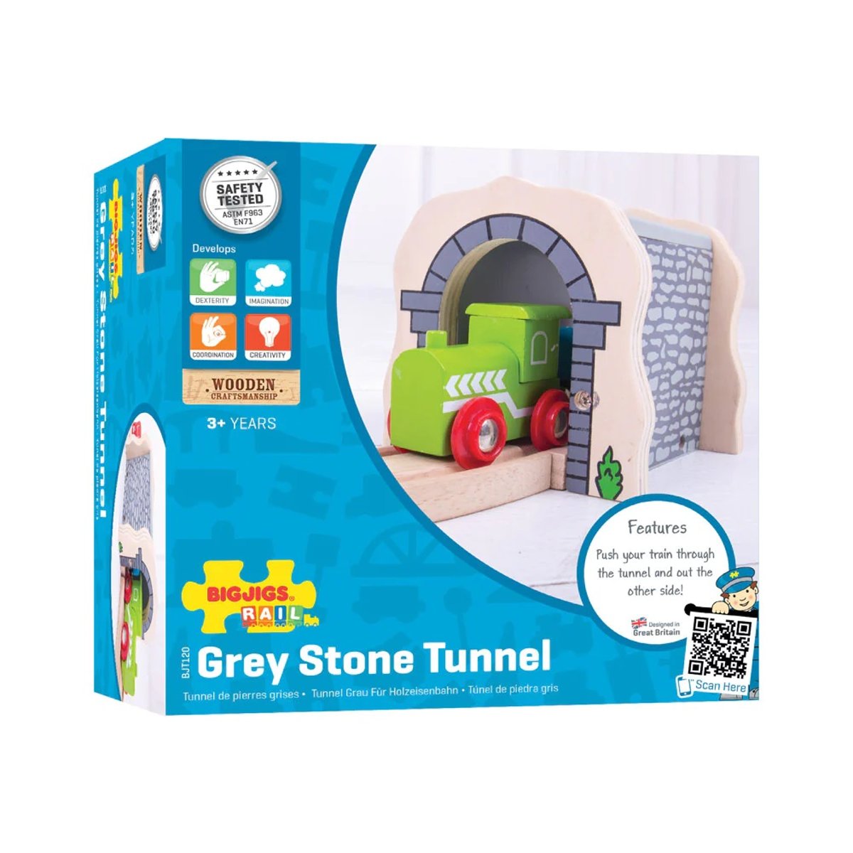 Tunnel de pierres grises en bois gris, BIGJIGS