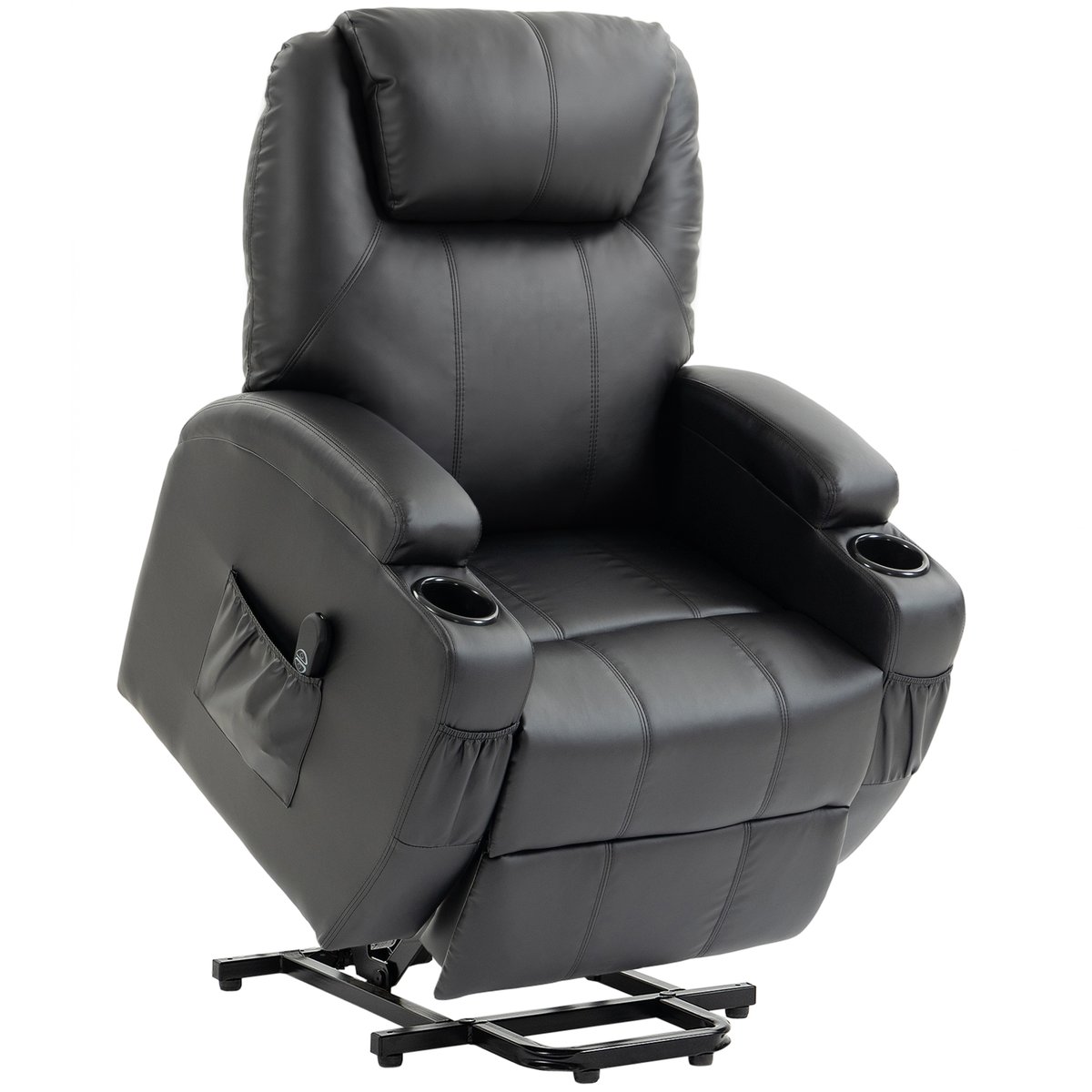 Fauteuil releveur électrique PU Noir noir, HOMCOM