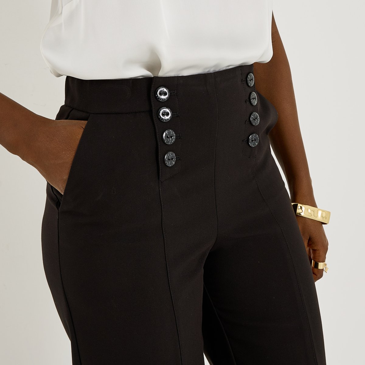 Pantalon large à pont noir, GRAIN DE MALICE