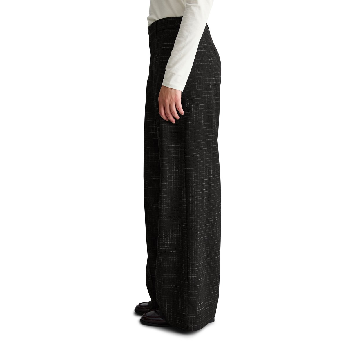 Pantalon sur mesure à carreaux en mélange polyester-viscose noir, MARC O’POLO DENIM