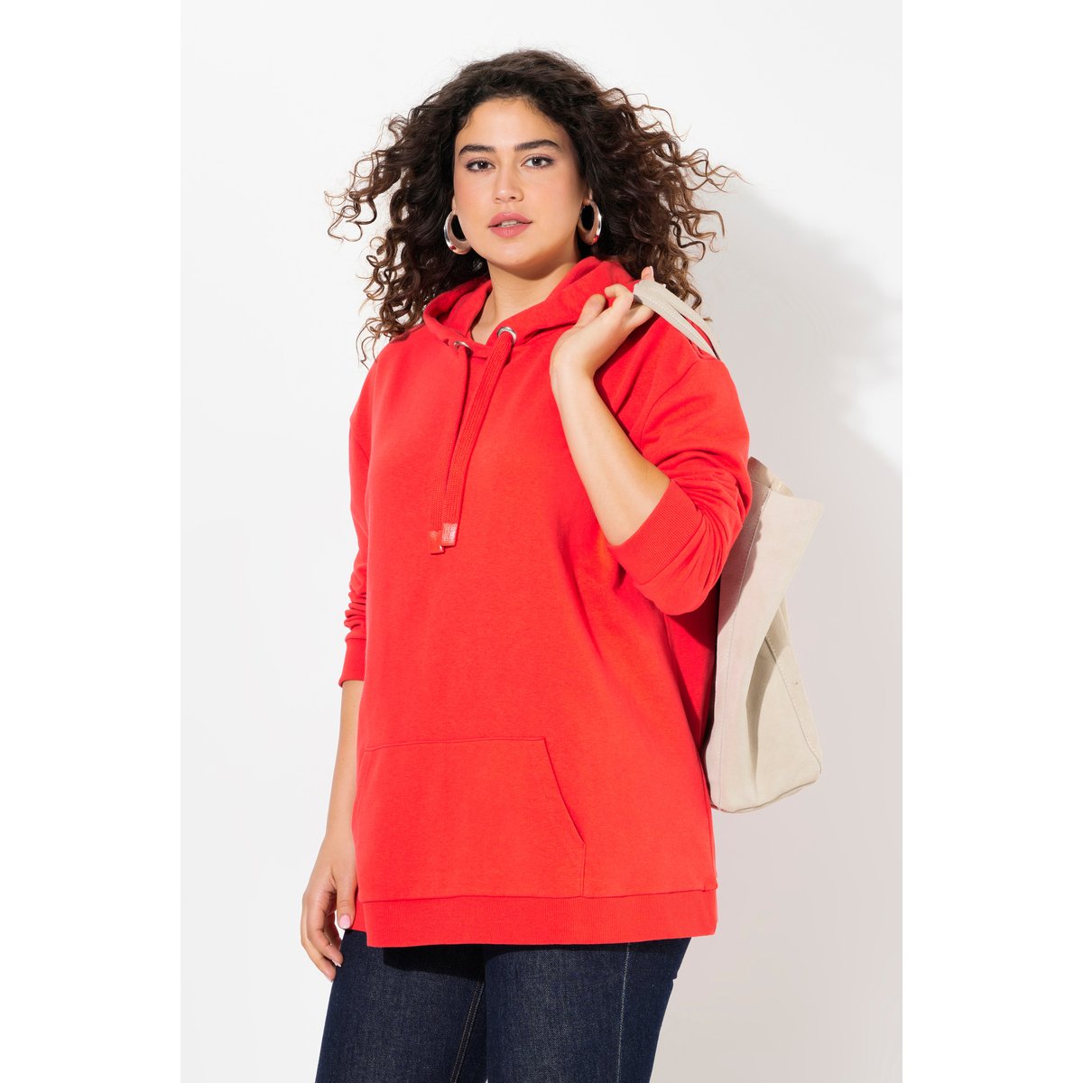 Sweat-shirt à capuche oversized rouge hibiscus, ULLA POPKEN