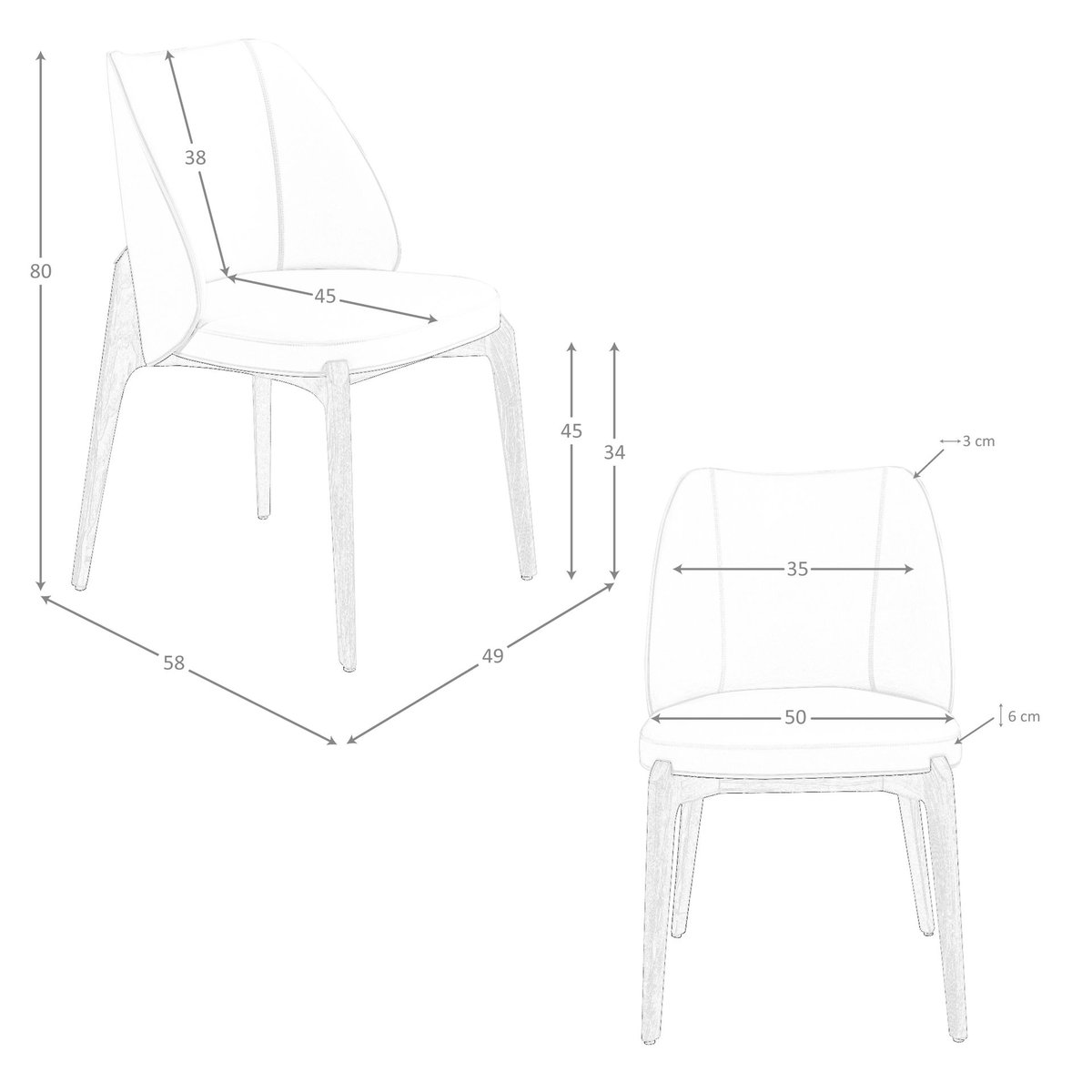 Chaise en similicuir crème noyer | crème, ANGEL CERDA