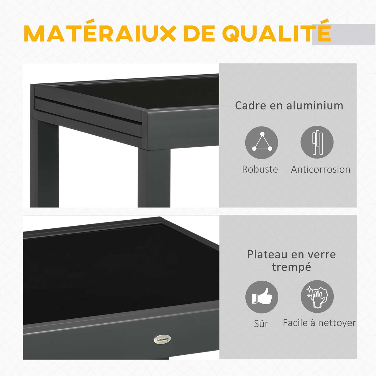 Table à manger d'extérieur extensible noir, OUTSUNNY