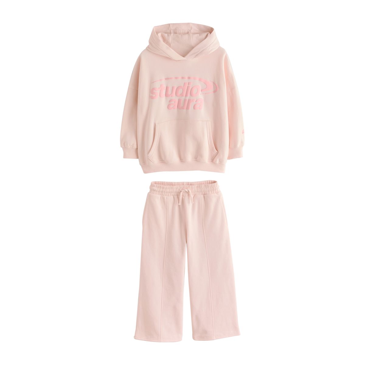 Ensemble pantalon large et sweat à capuche slogan rose pâle, NEXT