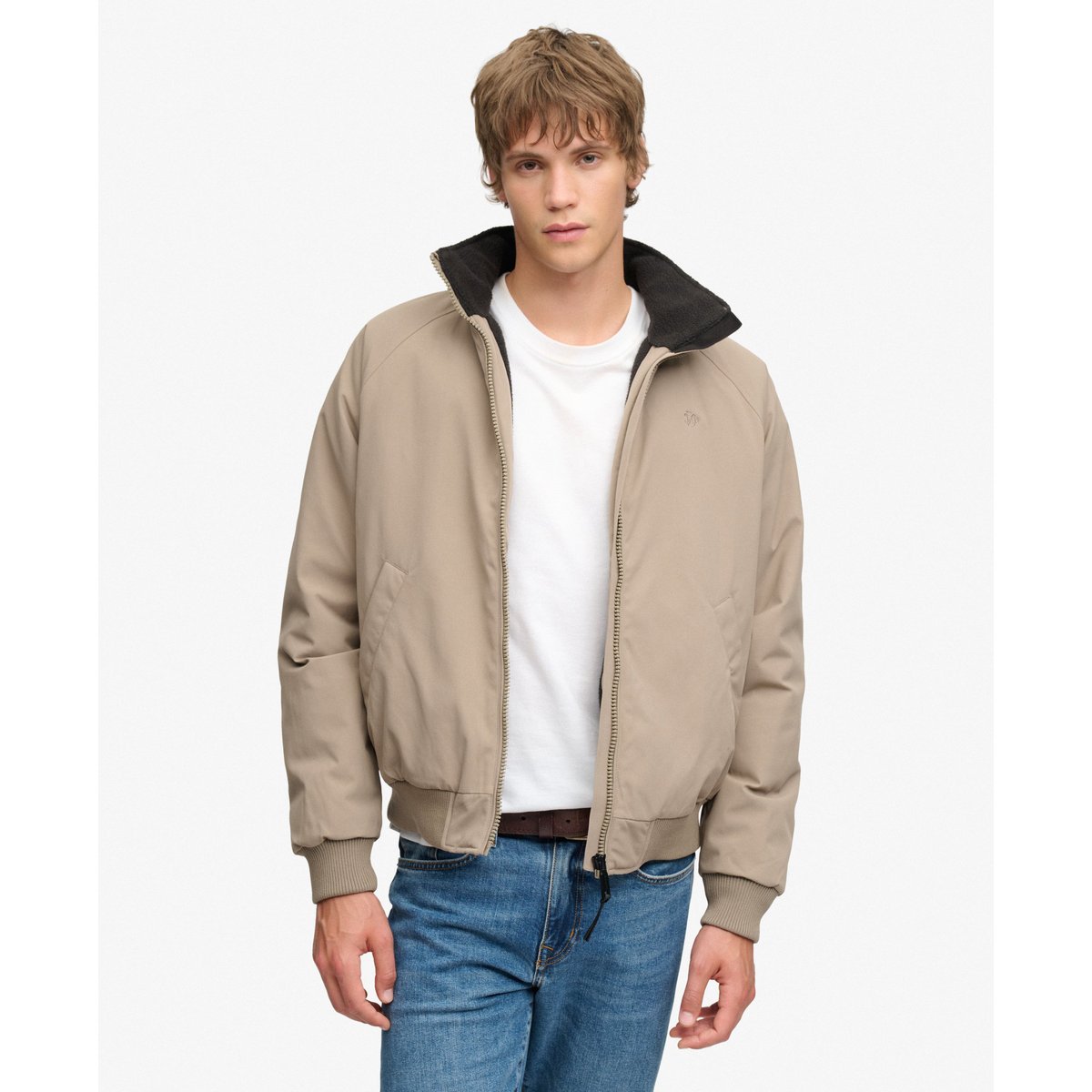Veste City Doublée en Polaire brun roche délavé, SUPERDRY