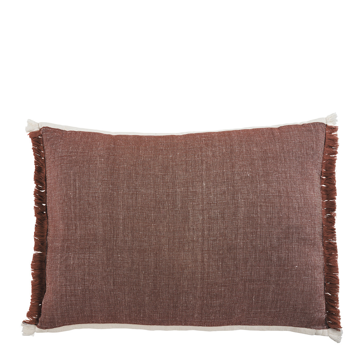 Coussin en coton et en lin terracotta, BLANC D’IVOIRE