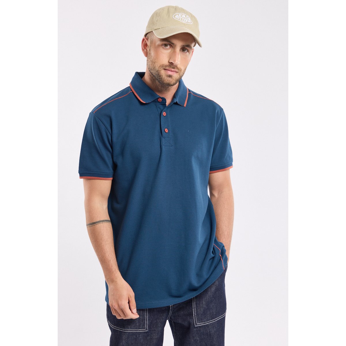 Polo manches courtes en coton scozia, ARMOR-LUX