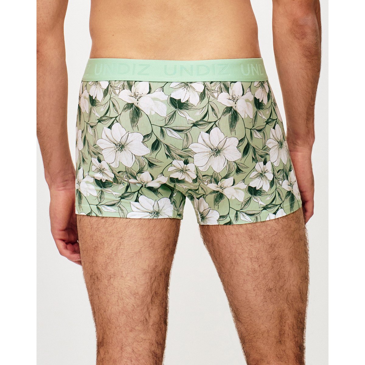 Boxer coton motifs fleurs REPEATIZ DEEK vert, UNDIZ