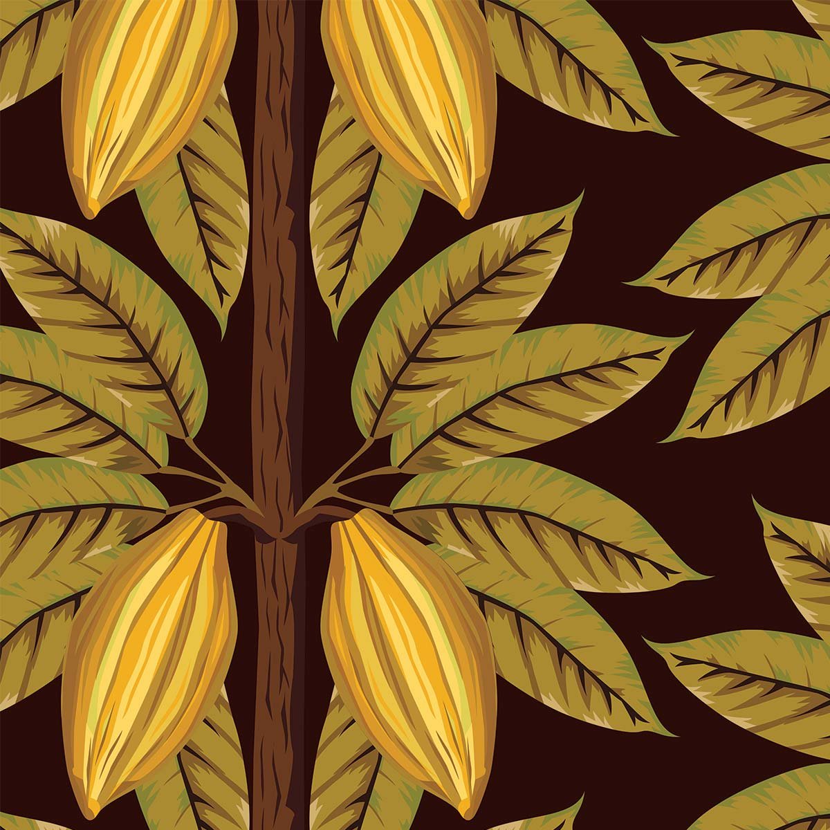 Papier peint exotique jungle cacaotier intissé, HEXOA