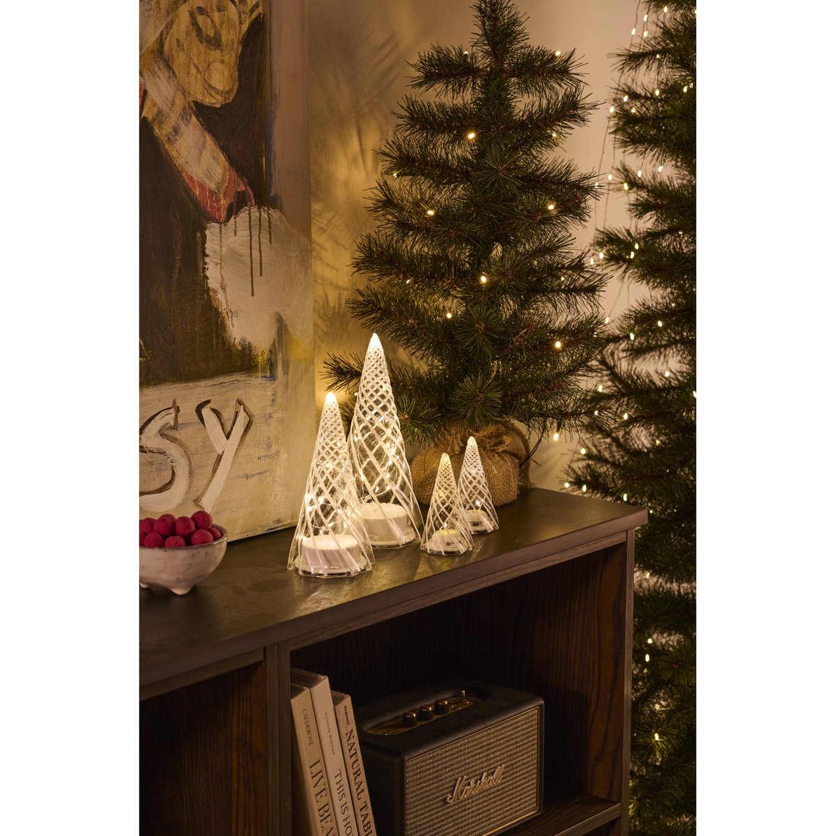 Sapin LED Vilma 11cm lot de 2 blanc, SIRIUS