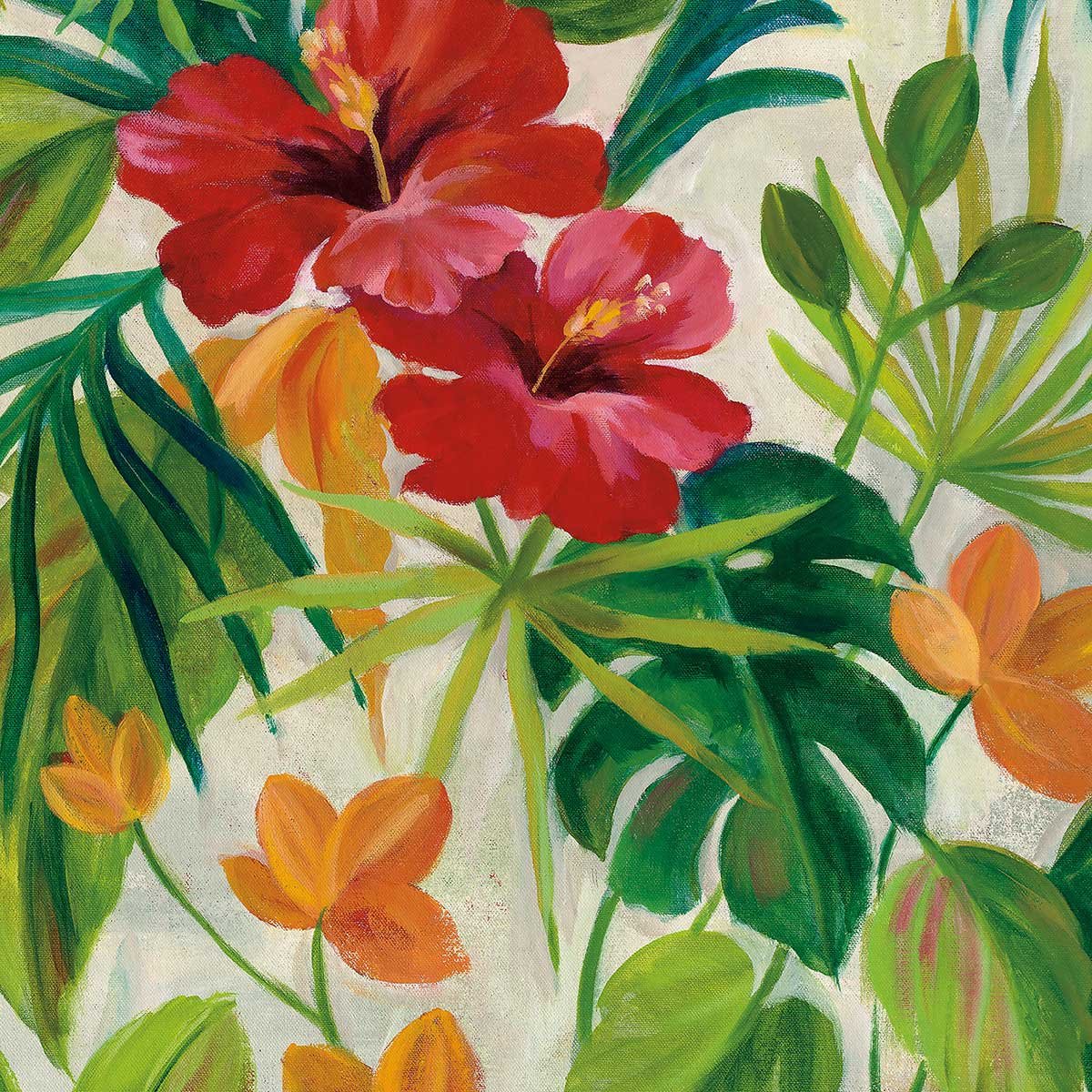 Poster Jardin tropical affiche + cadre en bois - noir, HEXOA
